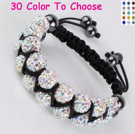 

men stone+Free Shipping+Gift.10mm Disco Ball Bead AB double two Row crystal Bracelet Jewelry b34
