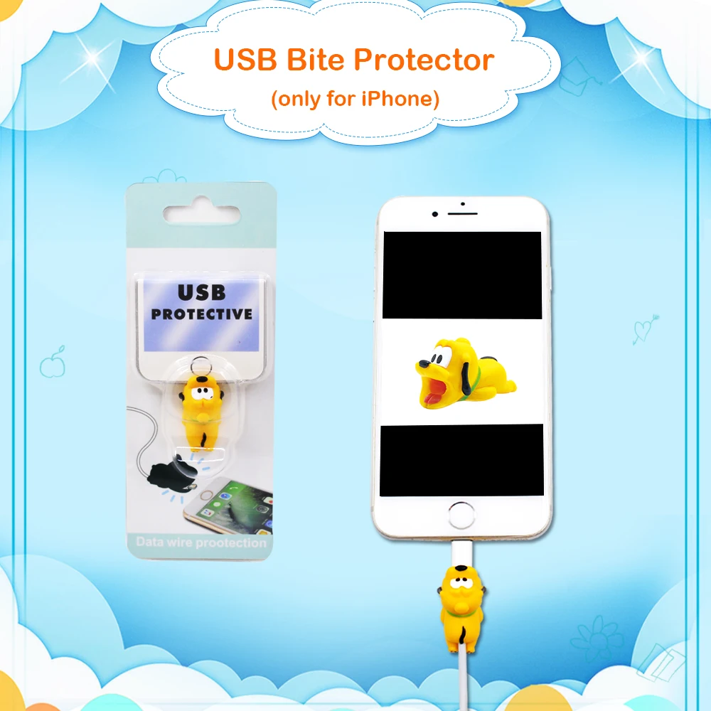 CHIPAL 2020 New Cute Cartoon Bites Winder для iPhone USB защита кабеля органайзер укуса животных