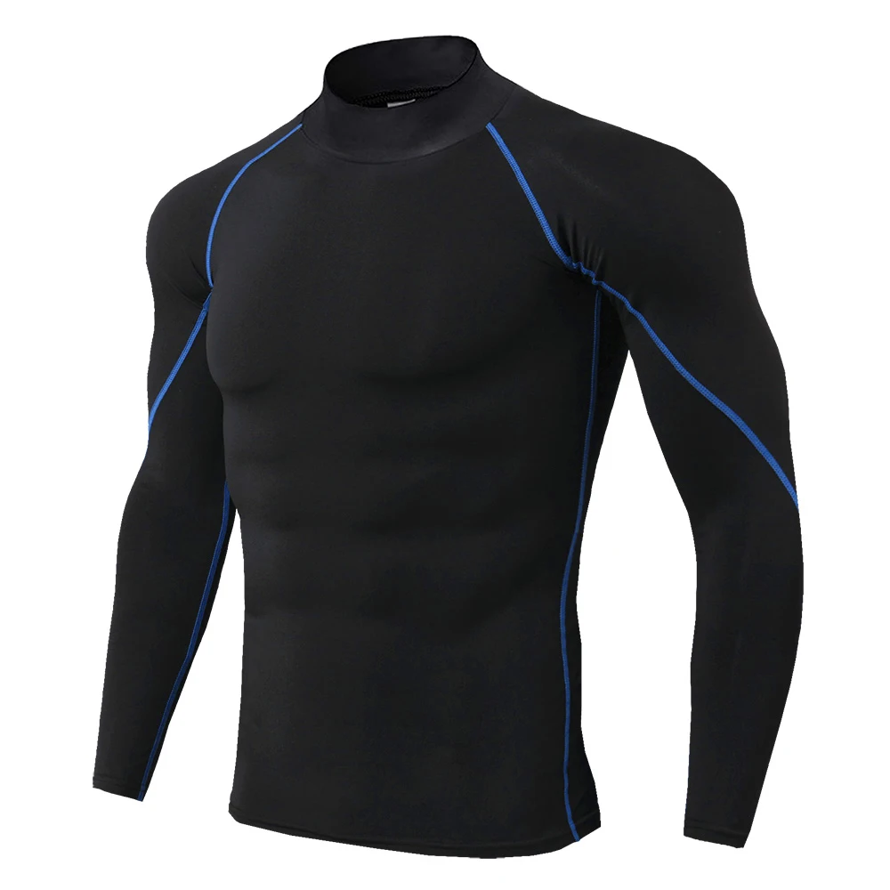 Мужская спортивная футболка для бодибилдинга быстросохнущая рубашка для бега обтягивающие с длинным рукавом Топ Спортивная футболка для мужчин фитнес-плотно Рашгард