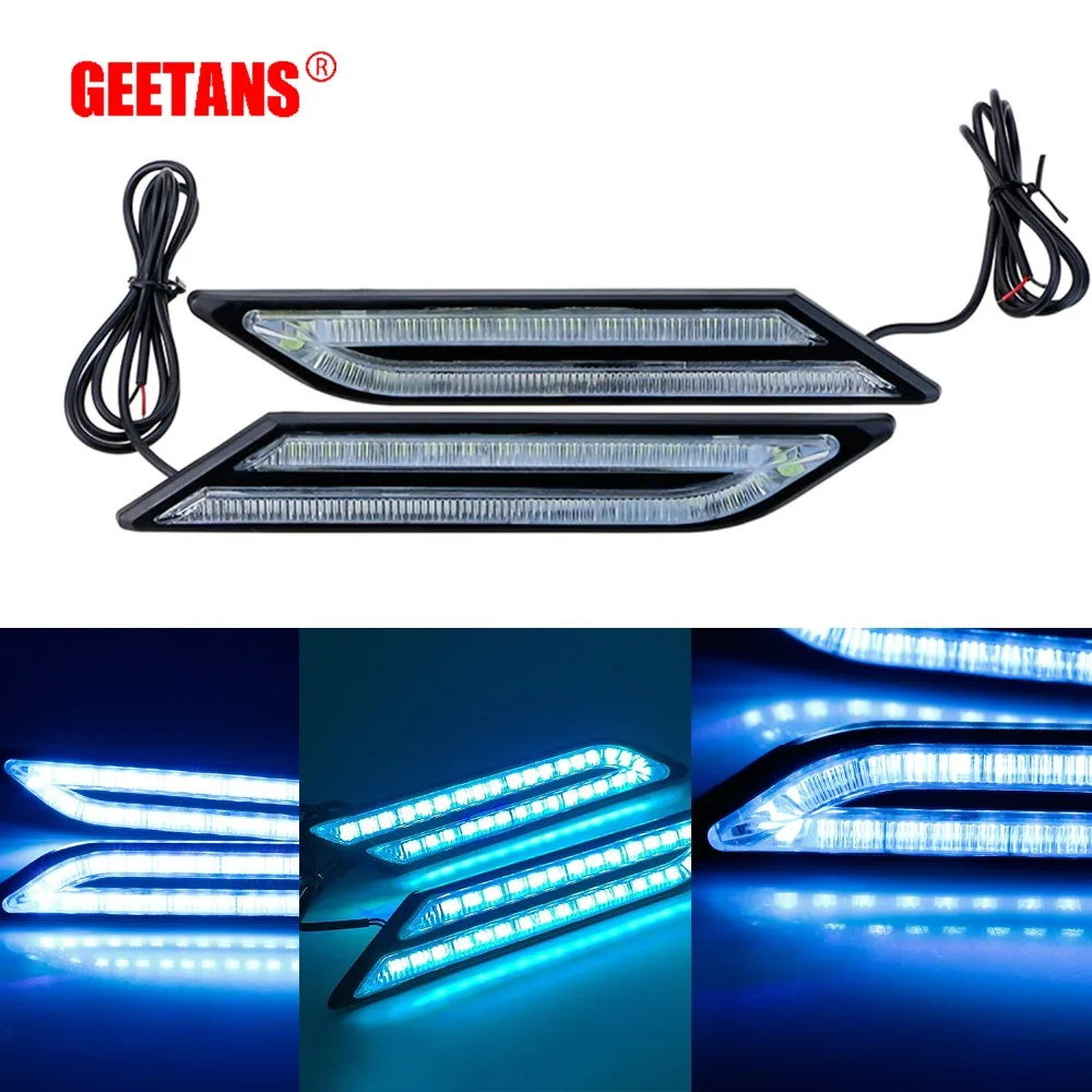 GEETANS 2шт/комплект DRL светодиодные фары дневного света автомобилей тормозные и рулевого управления Источник света автомобилей стайлинг 3 цвета Противотуманные фары диджей GEETANS 2шт/комплект DRL светодиодные фары дневного света автомобилей тормозные и рулевого управления Источник света автомобилей стайлинг 3 цвета Противотуманные фары диджей