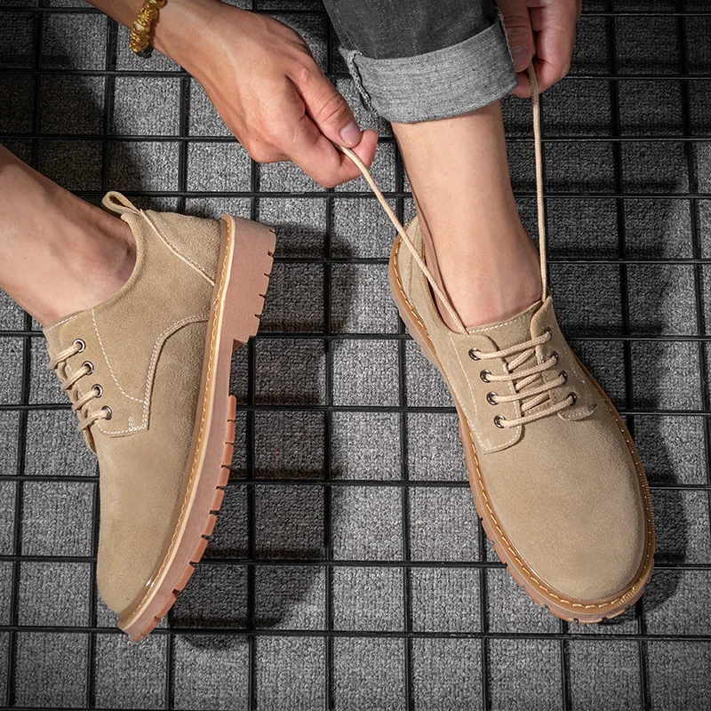 

Martin's Shoes Retro-vintage Low-Up Workwear Shoes Tide Shoes All Sets of Leisure Large-Headed Leather Shoes British Shoes Men