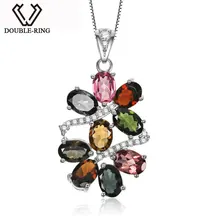 DOUBLE-R Для женщин Подвески Турмалин 925 Серебряный цветок Ожерелья и подвески Мода Рождественский подарок Ювелирные украшения CAP02416A