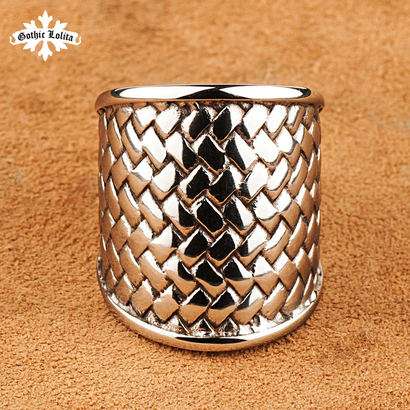 

Super wide Braided lines Thumb ring vintage Stainless Steel Fashion Jewelry Domineering