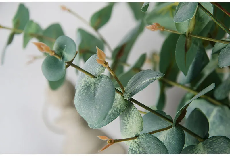 Flone European Artificial Banyan Tree Leaves Gold Money Leaves Eucalyptus Leaves Fake Plant Flowers Branch Home Decor Plant  (8)