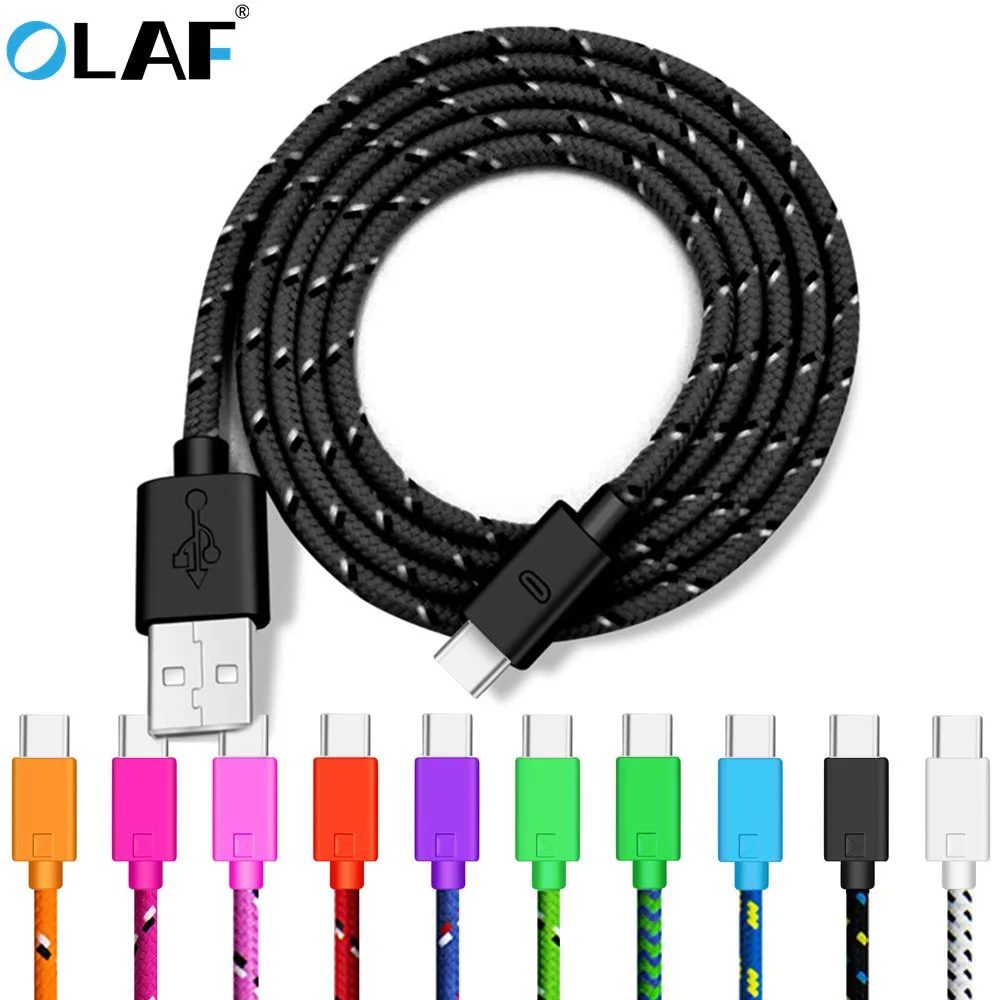 Олаф usb type-C кабель 1 м 2 м 3 м нейлоновая оплетка для быстрой зарядки и передачи данных type C для samsung Galaxy S8 S9 Xiaomi mi5c mi6 USB-C кабель