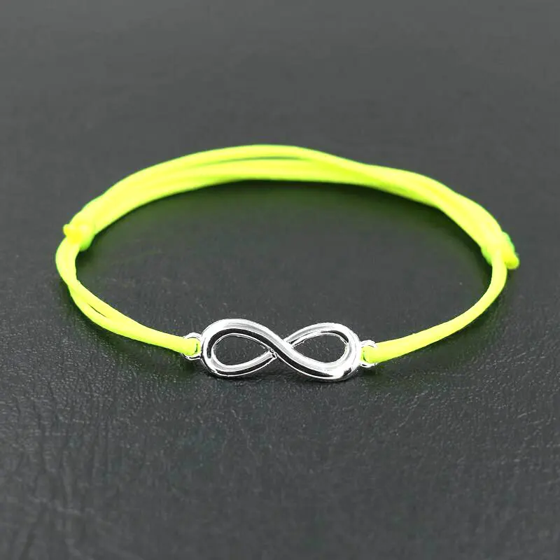 Lucky women серебряное кольцо «бесконечность» 8 браслет с подвесками мужская красная веревочная нить шнуры чакра браслеты для мальчиков девочек дети влюбленных подарок - Окраска металла: firefly green