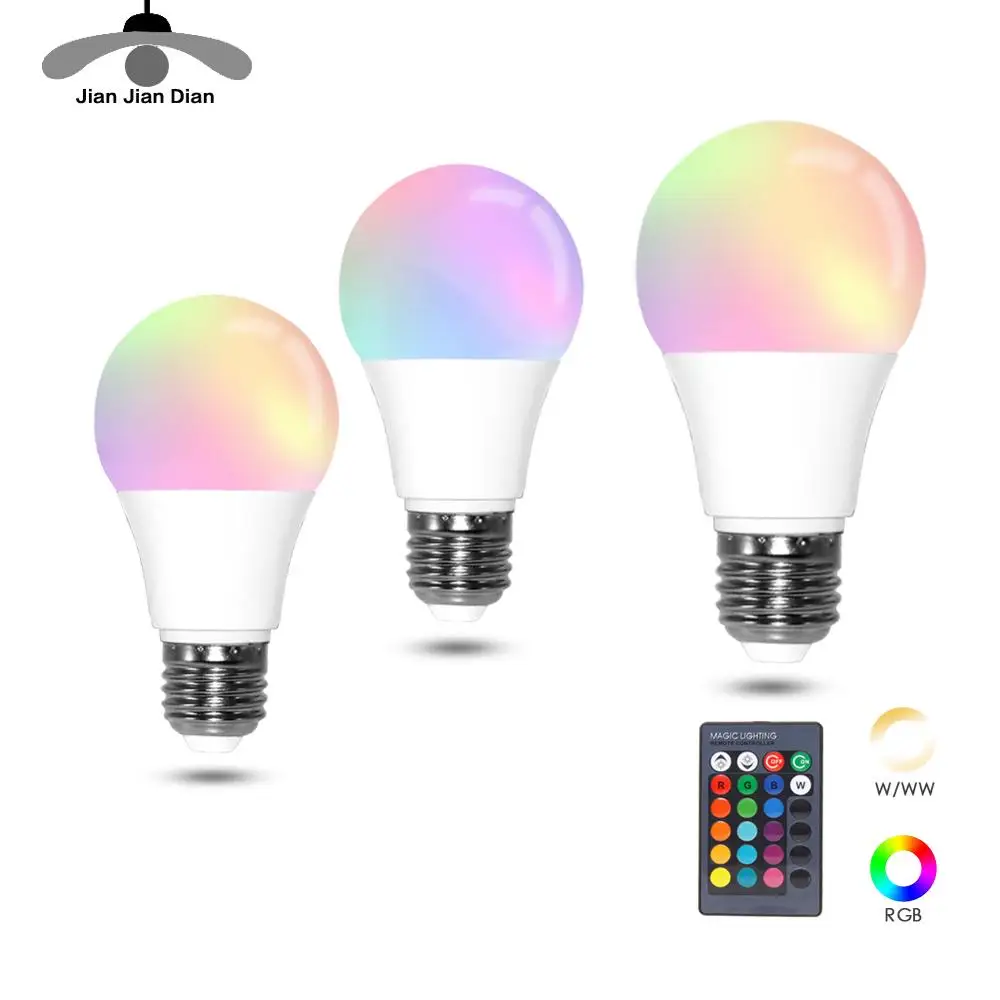 

LED RGB Bulb RGBW RGBWW Lamp 5W 10W 15W Colourful Lighting AC 110V 220V 240V Remote Dimmable Night Light Holiday Party Bar KTV