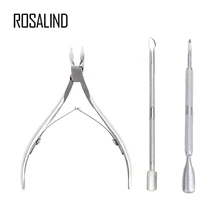 ROSALIND 3 шт./лот Набор для маникюра с ножницами для кутикулы и толкателями для ногтей, набор для маникюра, Маникюрный Инструмент