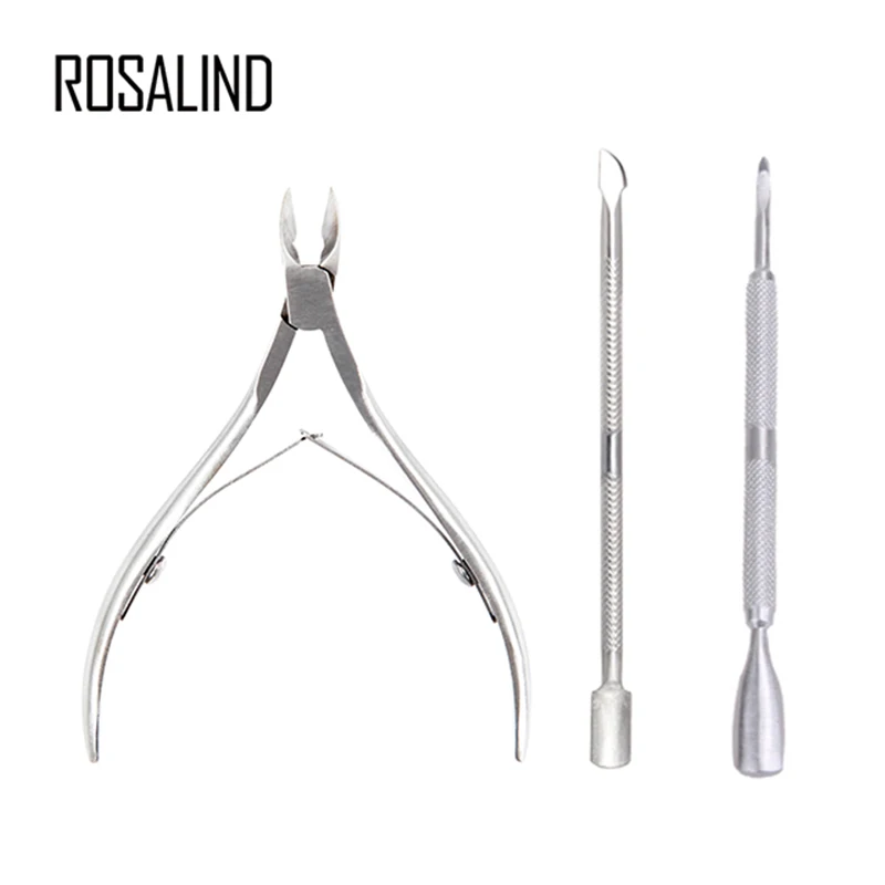 

ROSALIND 3PCS/Lot Nail Set for Manicure With Cuticle Scissor&Pushers For Nails Art Nail Salon Beauty Kit Manicuring Nail Tool