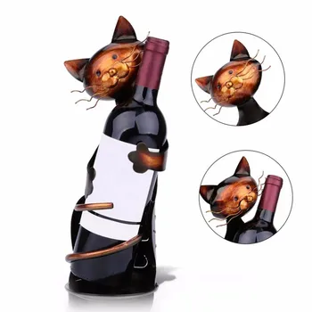 

Simple Fashion Funny Cat Metal Decoration Wine Rack Practical Sculpture Wine Rack Creative Home Decoration Crafts