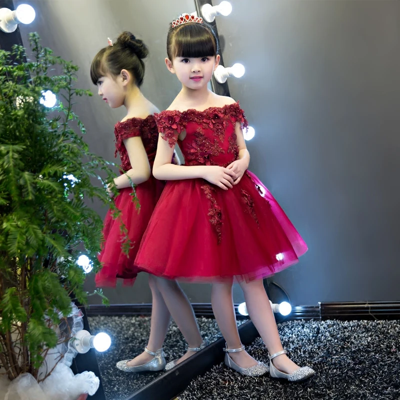 

Princess Dress Appliques Flower Girl Dresses For Wedding Birthday Gift Sleeveless Ball Gown Pageant Dress for Little Girls