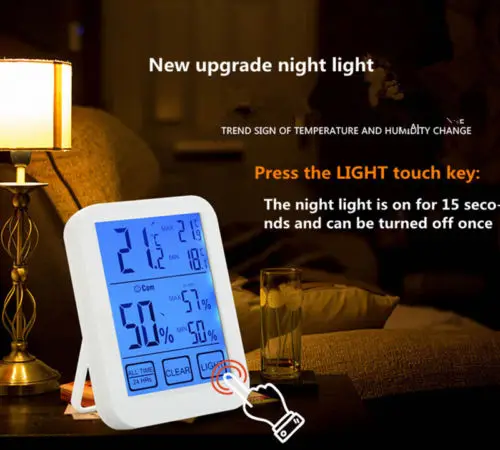 Светодиодный цифровой будильник ночник термометр гигрометр подсветка витрины в помещении - Цвет: Белый