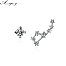 Annejery Большая Медведица ультра-вспышка Циркон асимметричные серьги-гвоздики для женщин 925 пробы серебряные серьги