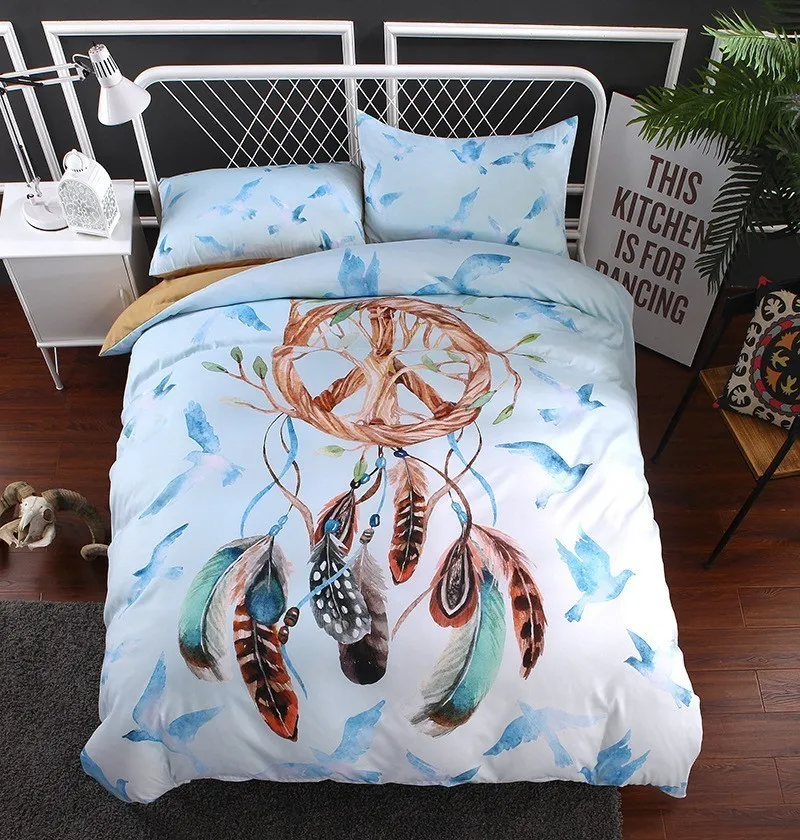 

New Adult Bedding Set Bed Linen Queen Size Healthy Duvet Cover Pillowcase Bedding Set Nice Dream Catcher Design Home Textile