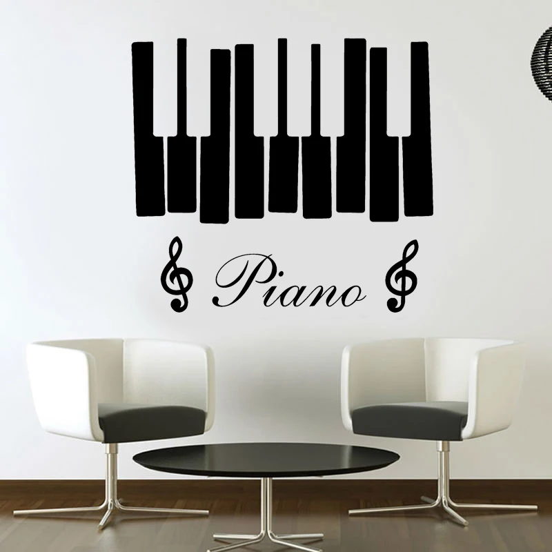 

Piano Keys Vinyl Decal Musical Notes Wall Sticker Treble Clef Home Decor Bedroom Murals Housewares F786