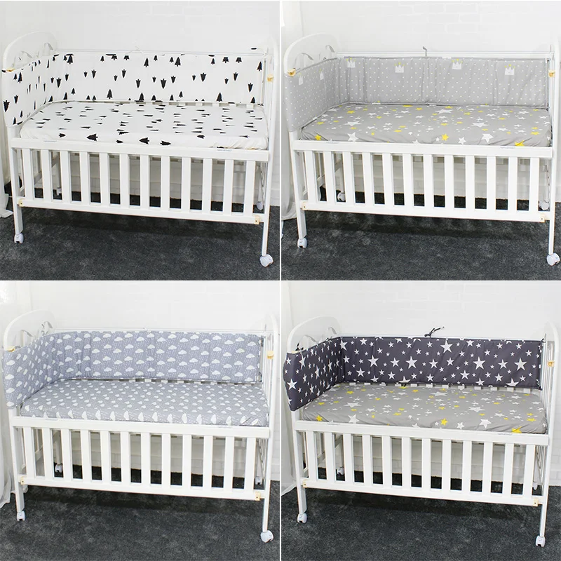 Breathable Cotton Linen Baby Crib Bumpers For Newborn Infant Cot Protector Crotch To The Cot 200cm Length