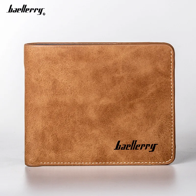 

Men Retro Frosted PU Wallet Two Folding Male Purse Credit Card Holder Solid Color Short Wallet Purse and Wallet