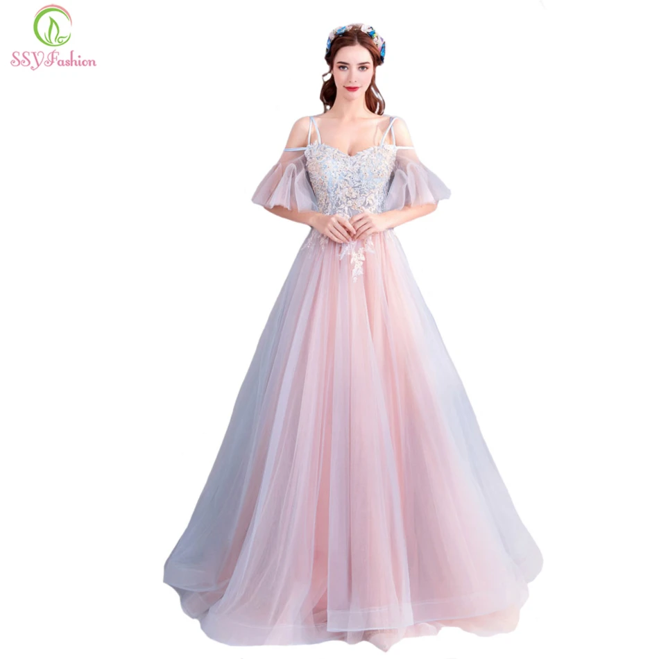 SSYFashionNewSweetPinkPromDressTheBrideBanquetSweetheartLace