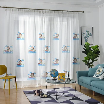 

Modern Hand Drawing Cartoon Children's Curtains for Bedroom Kids Window Tulle Curtain for Room Bedroom's Baby Decoration Curtain