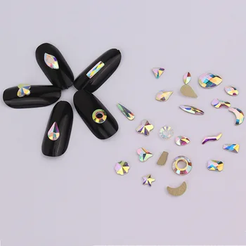 

Nail Art Rhinestones 10 Pieces Flatback Shaped Nail Stones Glass/Crystal Colorful AB Gem Stones DIY Manicure 3D Nails Decoration