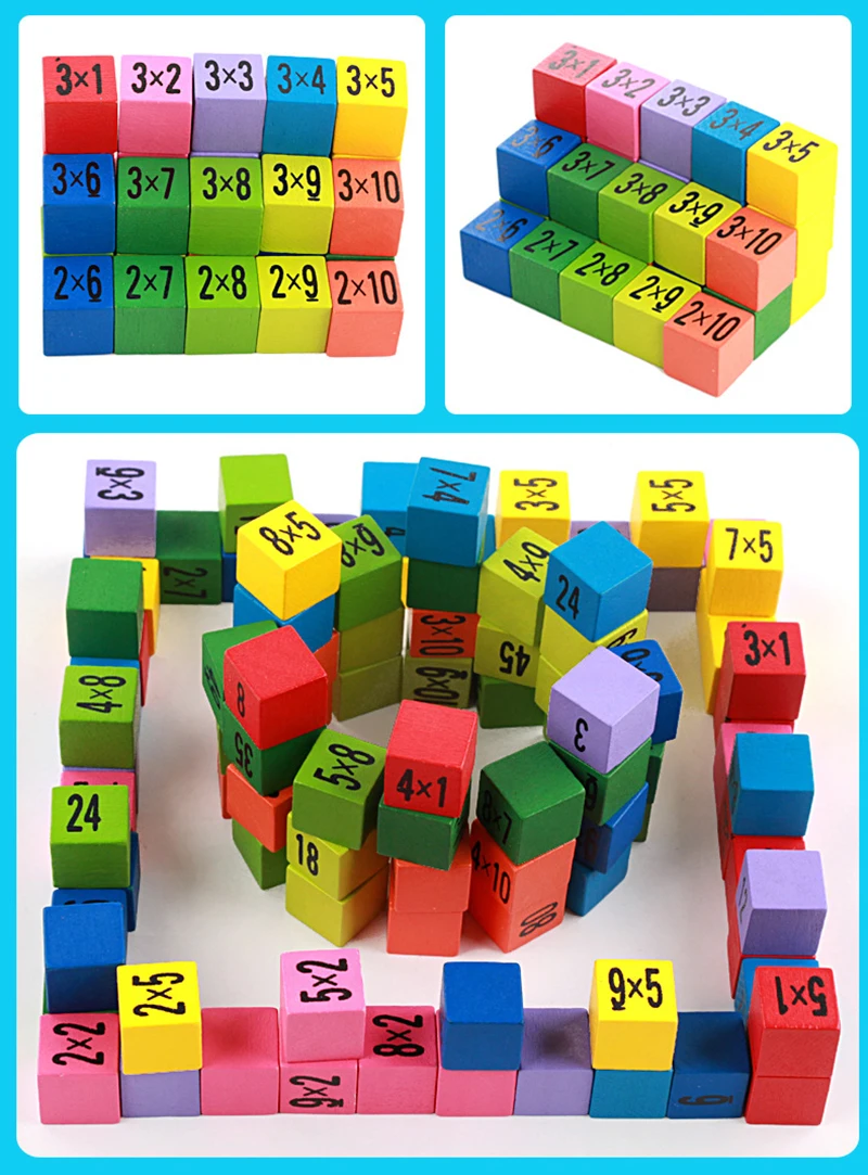 100 шт детские математические игрушки 10*10 Таблица размножения математические игрушки 100 деревянный блок Обучающие математические развивающие игрушки для детей