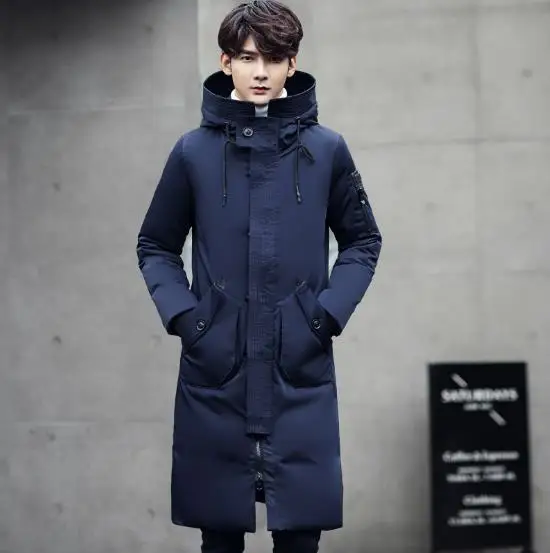 MKASS Winter parkas Warm Men Jackets Casual X-Long Duck Coats & Jackets Thicken Outwear Casual Solid Parkas Plus Size 3XL