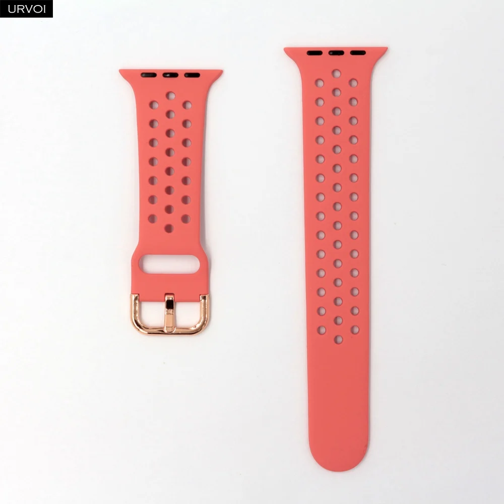 Pink URVOI спортивный ремешок для наручных часов Apple Watch NIKE+ series 5/4/3/2/1 ремешок для наручных часов iWatch, силиконовой лентой штырь на замену-and-tuck металлической пряжкой - Цвет ремешка: Pink