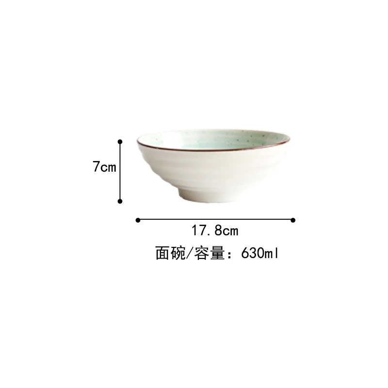 Японская ручная роспись глазурованный фарфоровый набор посуды бытовые блюда рисовые чаши Миски миски для лапши - Цвет: Green 7-inch bowl