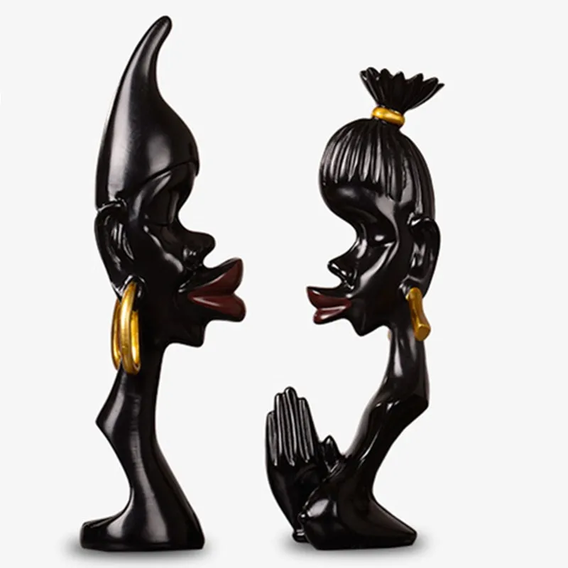 

38CM Centralized Style Abstraction Black People Resin Home Decoration Desktop Decoration Office Action Figure Model Toy L1612