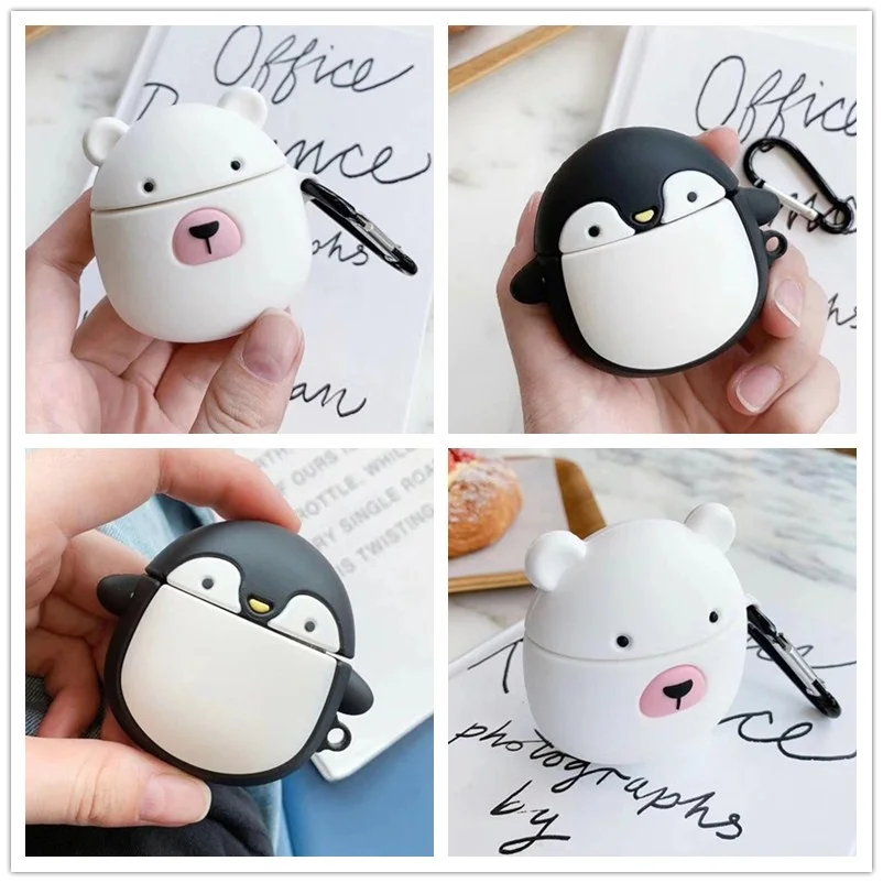 

Cartoon cute Polar bears and penguins for airpods 2 case for Apple Wireless Bluetooth Headphone Protection Cover Soft shell
