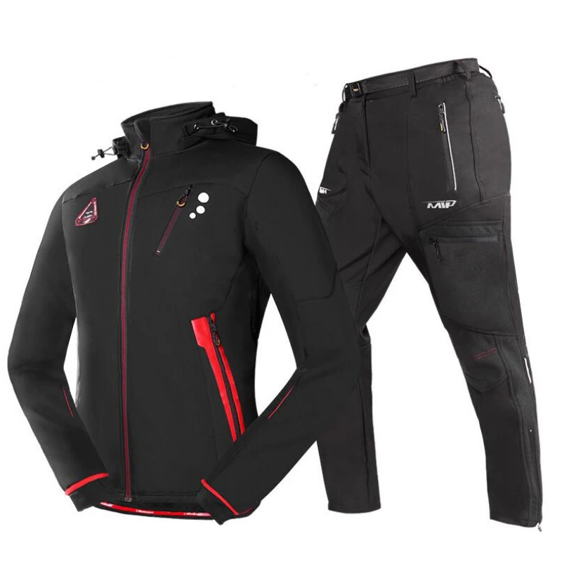 

Cycling Jersey Sets Winter Thermal Cycling Clothing Windproof Riding Bicycle Reflective Jacket Sportswear Pants