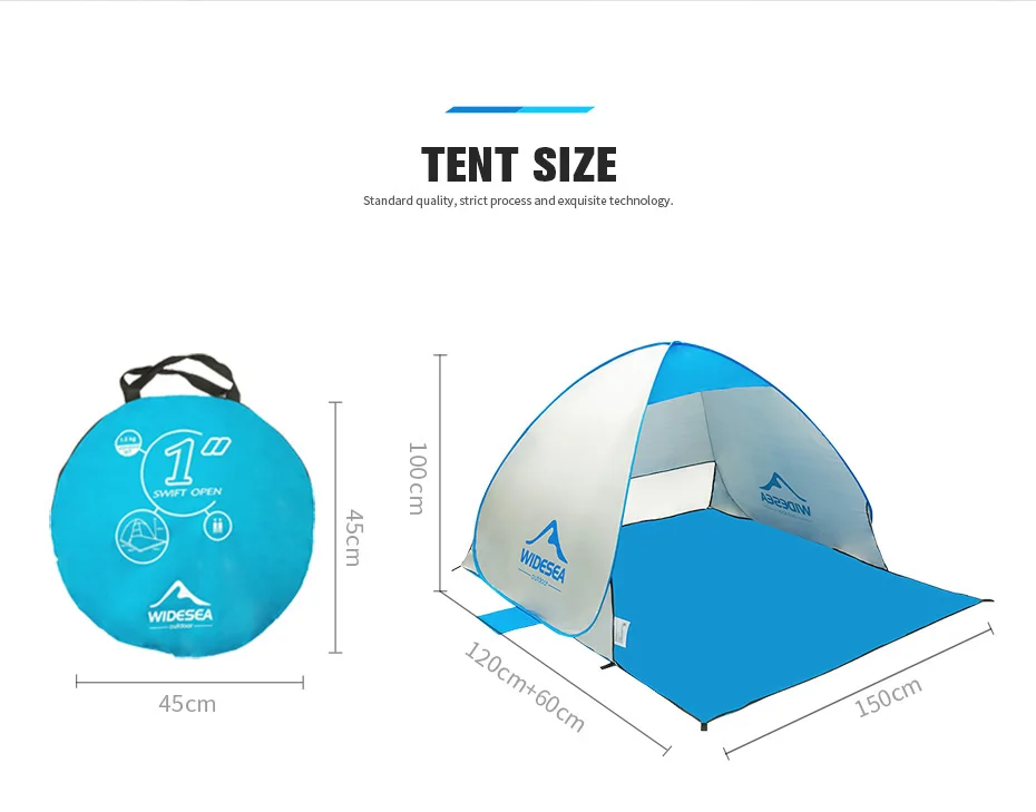 WIDESEA Пляжная палатка всплывающий открытый от 1 до 2 человек солнцезащитный тент быстрый автоматический 90% УФ-защитный тент палатка для кемпинга рыбалки солнцезащитный козырек