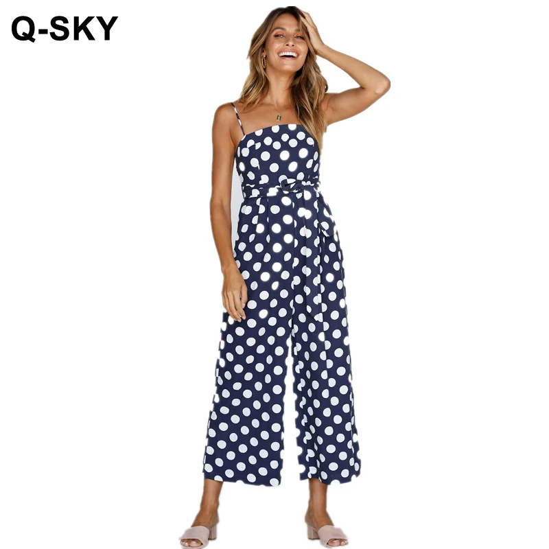 Women Rompers Summer Long Pants Elegant Strap Jumpsuits