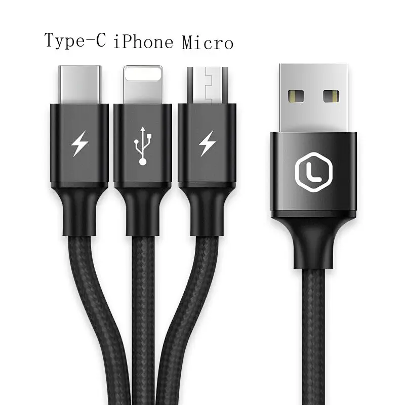 

llano 3 in 1 USB C Cable Micro USB Cable USB 3.0 3A Fast Charge For Samsung xiaomi dex huawei extension cable