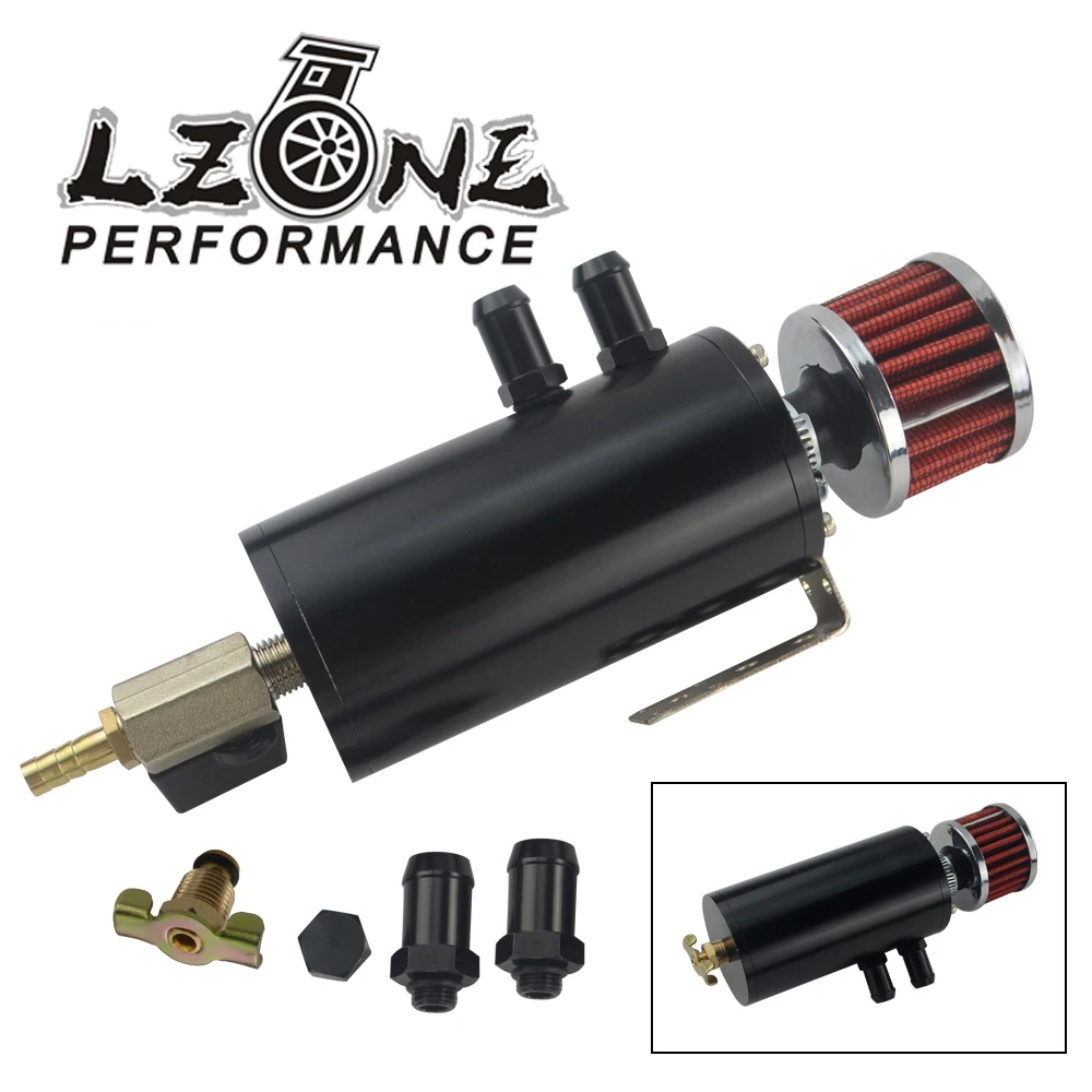 

LZONE - Universal 0.3L Brushed baffled oil separator catch can tank with breather filter 300ML Vented JR-TK79