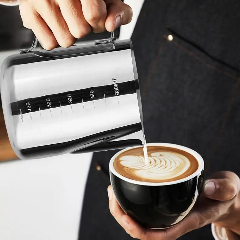 

900ml Pull Flower Cup Latte Milk Frothing Jug 304 Stainless Steel Espresso Coffee Milk Pitcher Foam Tool Coffeware