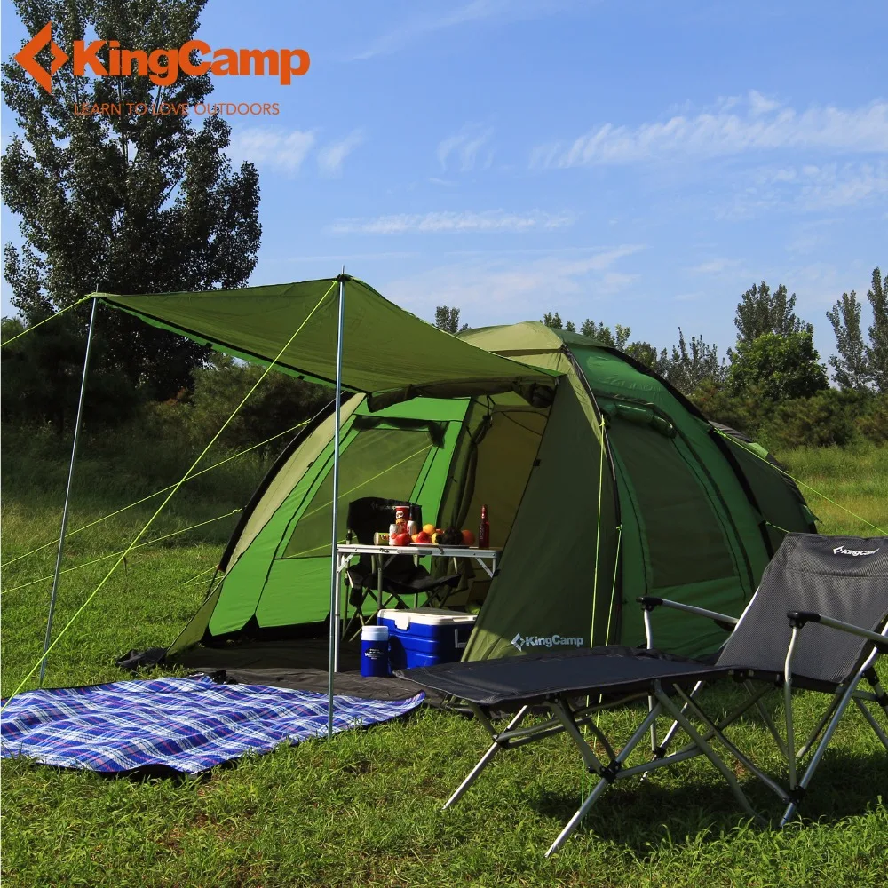 

KingCamp Portable 4-Person 3-Season Family Camping Tent Outdoor Waterproof Windproof Tent with Bed Room for Trekking Hiking