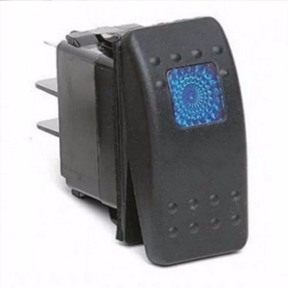 Car Boat Truck Light Toggle Switch 3pin Waterproof 12V 20A Bar Carling Style Blue Rocker SPST ON