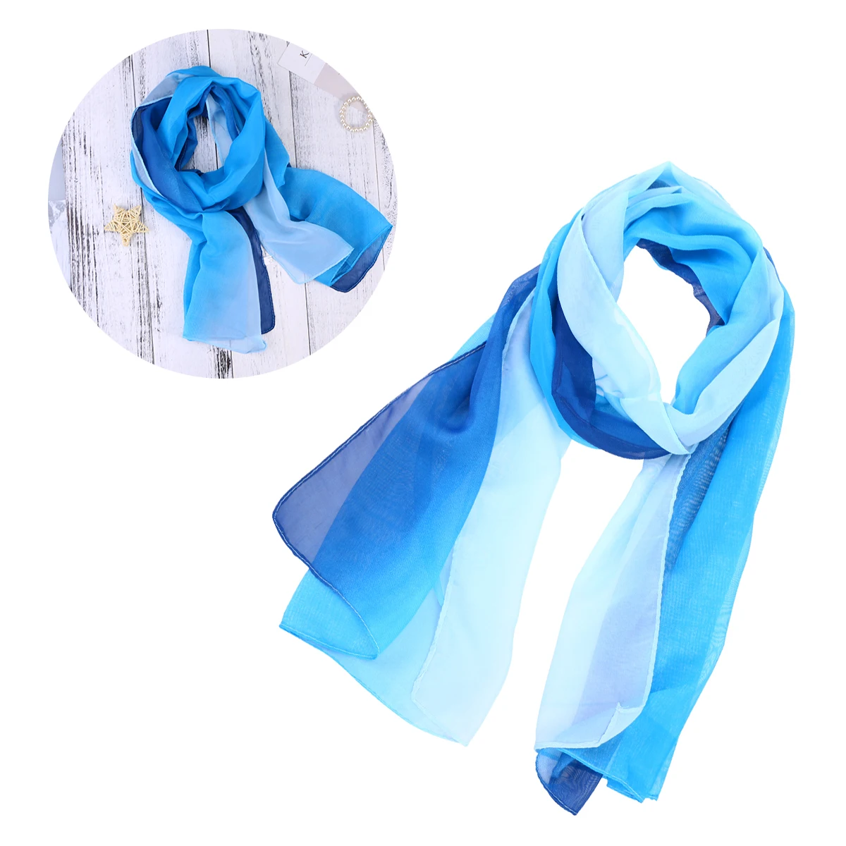 Уникальные женские элегантные шарфы шифоновый шарф цвета градиент(синий и белый
