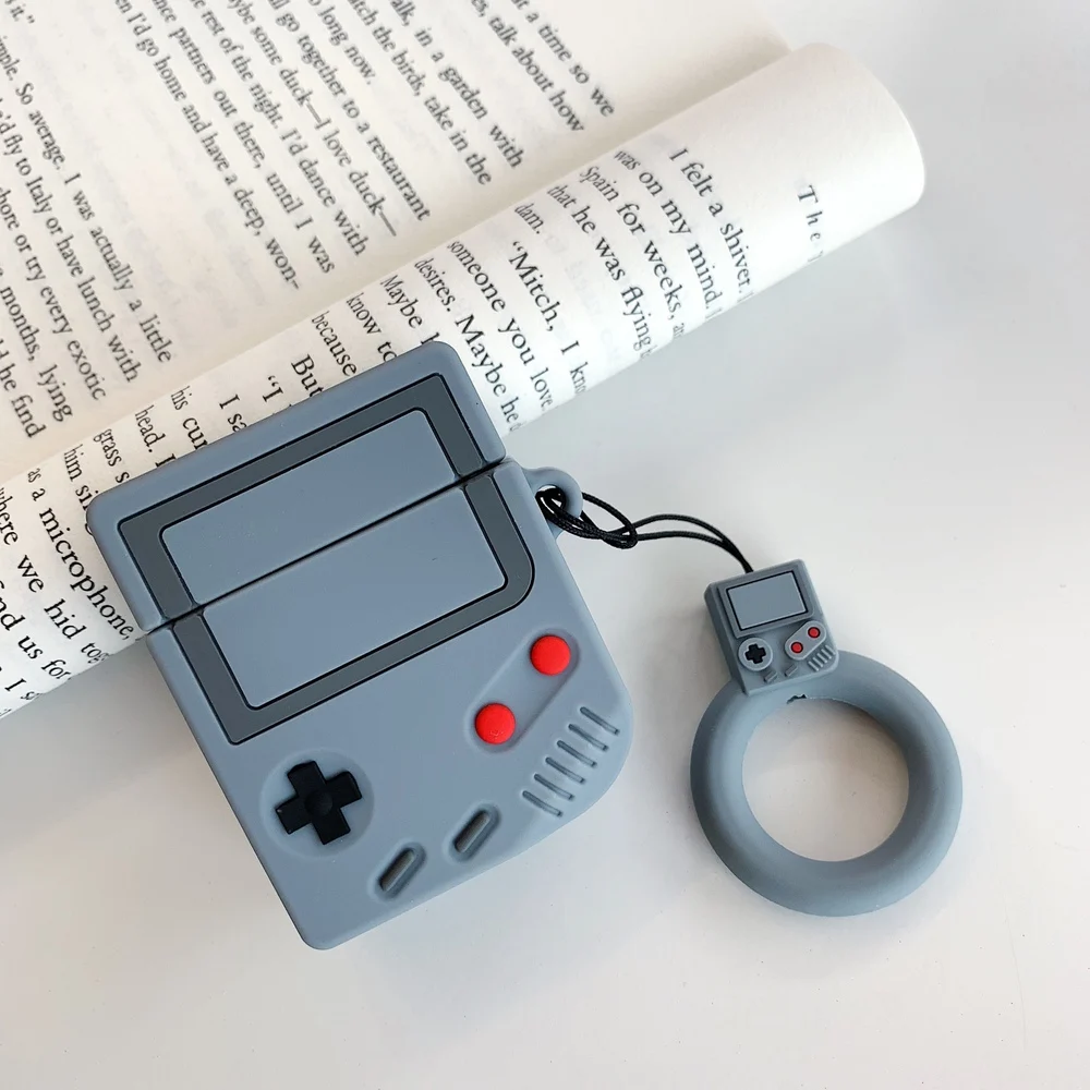 Палец кольцо ремешок беспроводные наушники защитный чехол 3D Ретро Gameboy силиконовые наушники чехол для Apple AirPods 1 2 зарядная коробка