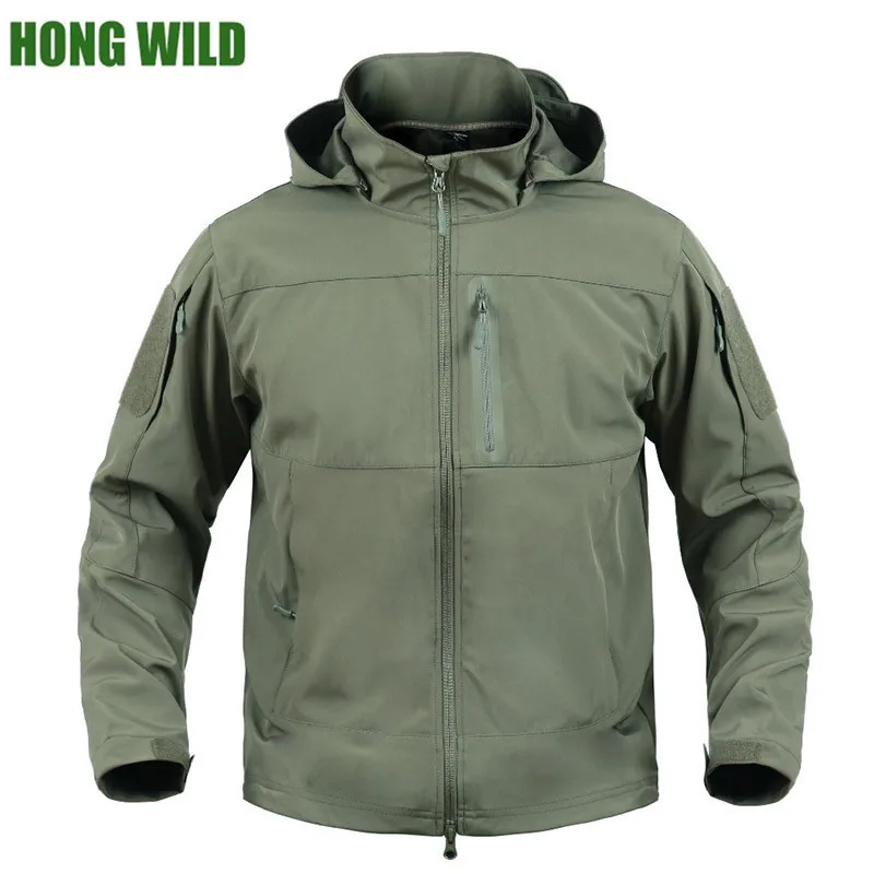 

HONG WILD Tactical Jacket Breathable Military Army Elastic Soft Shell Jackets Men Waterproof Camouflage Jacket Coats
