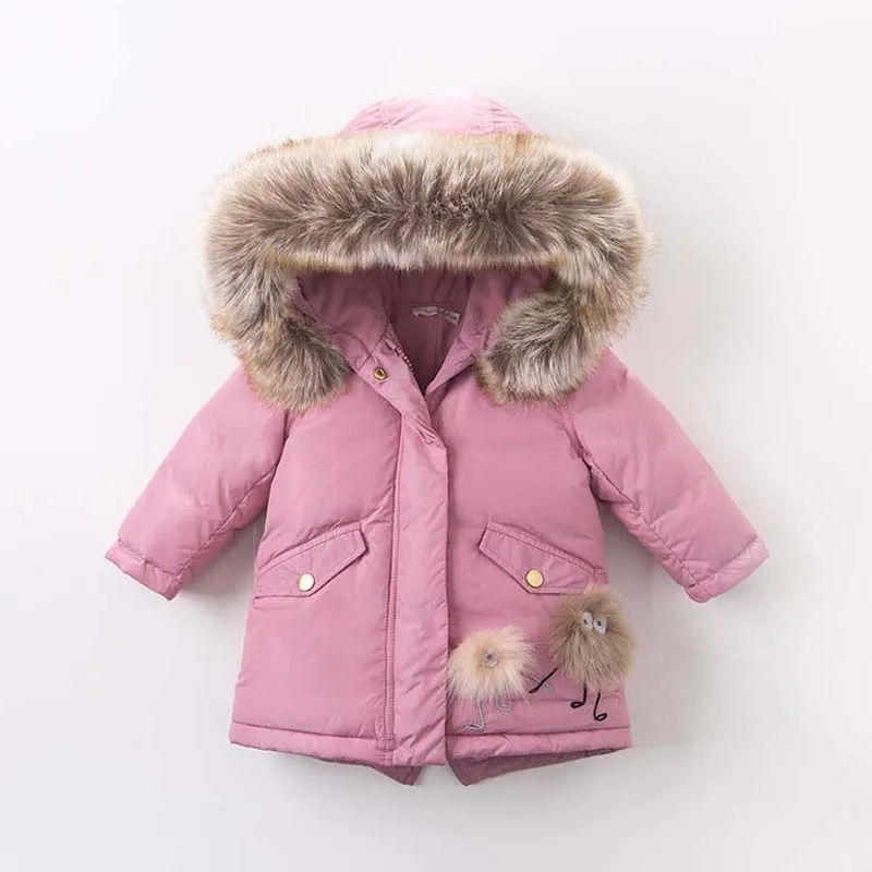 DB6098 dave bella/Зимний пуховик для маленьких девочек детское пальто с подкладкой из 90% белого утиного пуха детская верхняя одежда с капюшоном