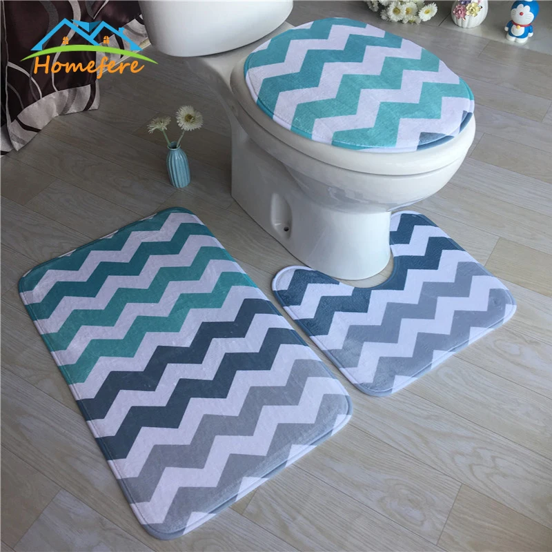 Набор ковриков для ванной из 3 предметов, фланелевый Противоскользящий кухонный коврик для ванной комнаты, коврик для туалета, влагопоглащающая поверхность для ванной комнаты