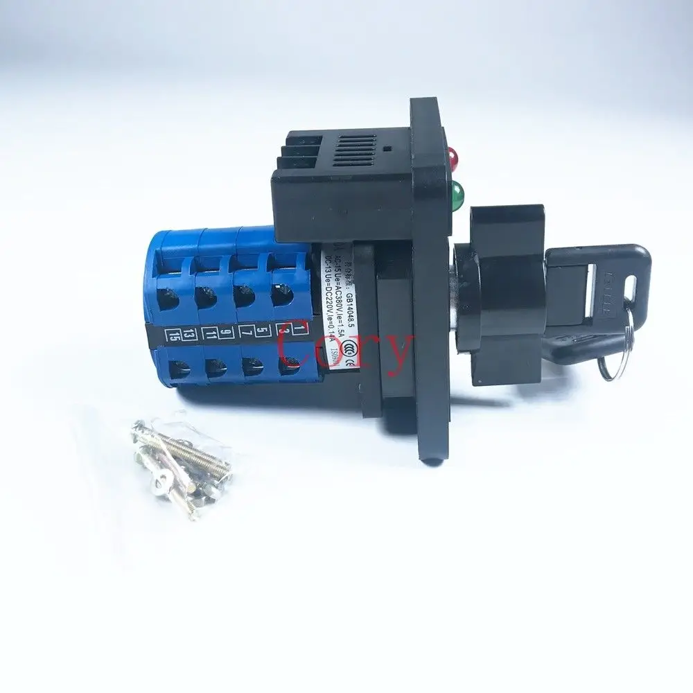 1PCS Changeover Switch 20A 380-440V//220-240V 3 Positions Key lock LED indicator