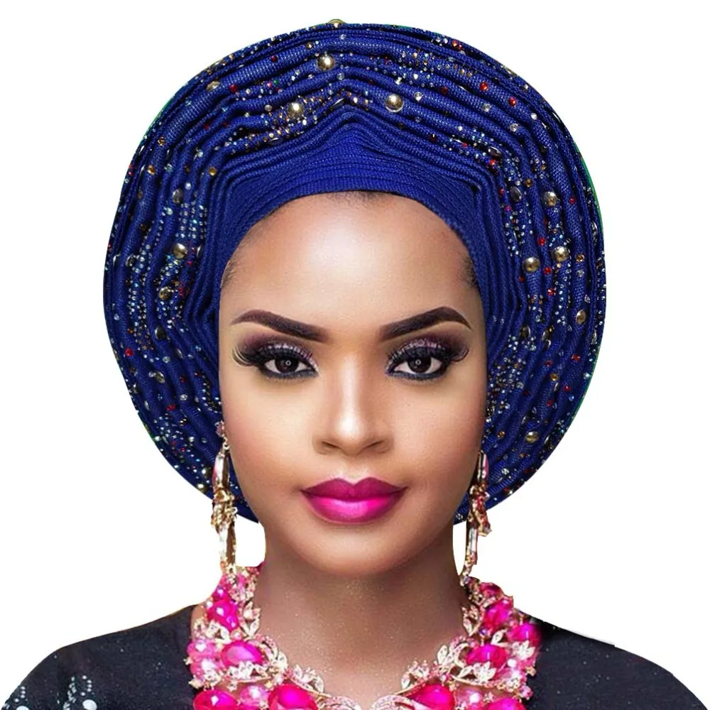 Популярная женская головная повязка aso oke auto gele для ebi африканская с