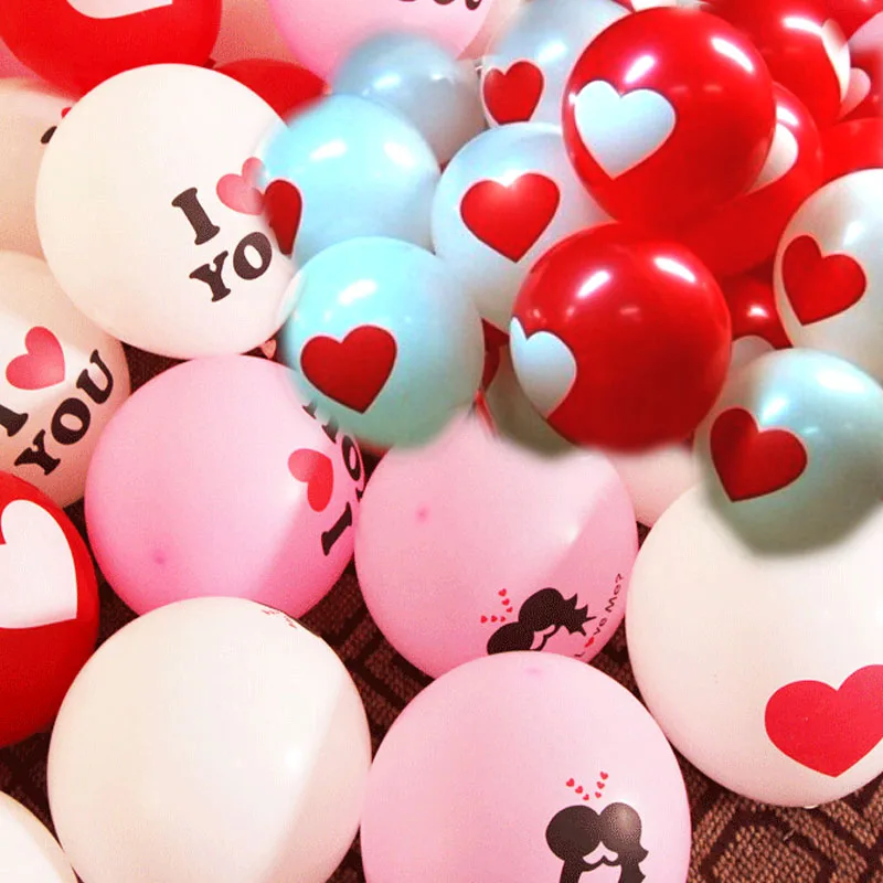 

50pcs HOT SALE ! White Red Lovely round heart wedding balloon Birthday Wedding Decoration Marriage Balloons latex ballute