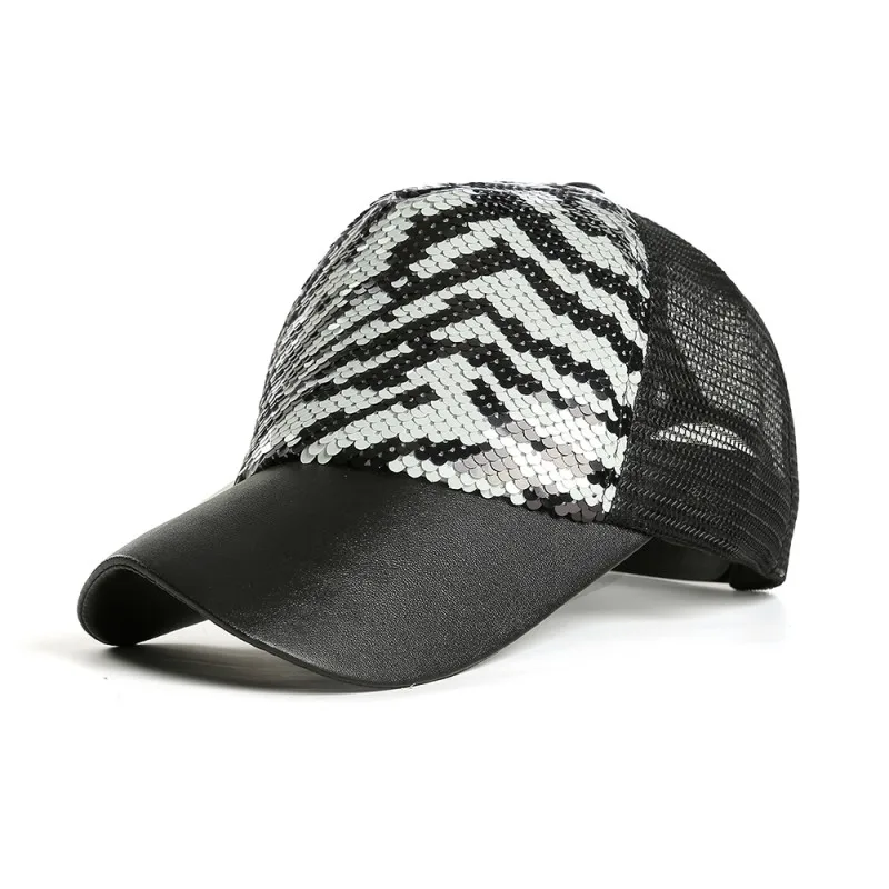 WEIXINBUY/блеск хвостик Бейсбол Кепки женский рюкзак кепки в стиле хип-хоп Женская пайетки блестящие летние Шапки сетки Выходная шляпа Bone F5