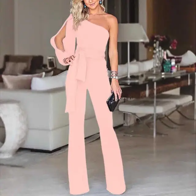 hot pink one shoulder jumpsuit