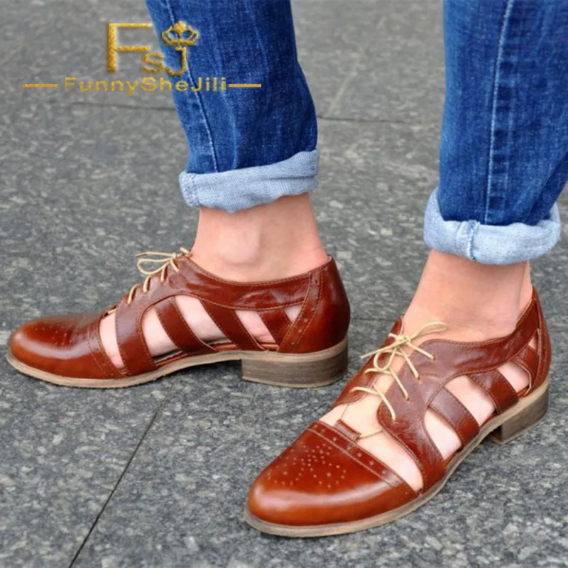 brown_comfortable_shoes_round_toe_lace_up_women_s_oxfords_4_