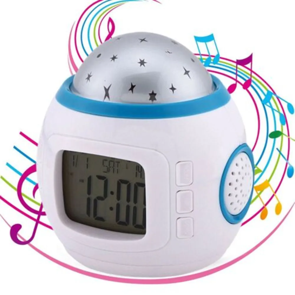 Музыка Sky Star Детские фонарь-ночник лампы проектора Будильник для спальни с питанием от аккумуляторной батареи AAA